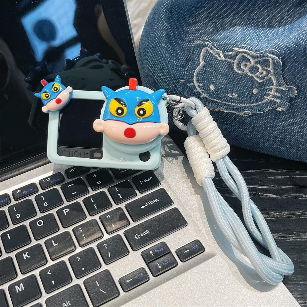 Creative Shin-chan Superman Protective Case with Solid Color Lanyard for DJI Action 3/4/6
