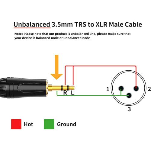 3.5mm To XLR, CableCreation 3.5mm TRS To XLR 3.5mm To XLR Conversion Cable 3.5mm (1/8 Inch) Stereo (Male) To XLR (Male) Conversion Cable 3M/Black