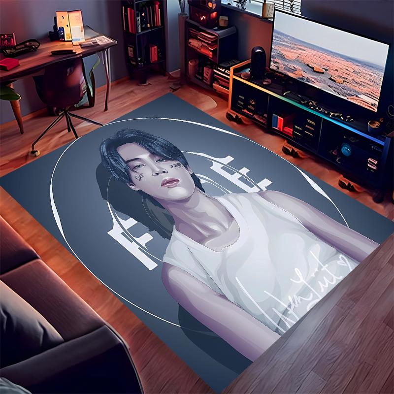 1pc Jin singer2 Print Area Rug - Soft, Washable Non-Slip Indoor Mat for Office Chairs, Living Room, Home Office Decorative Rug
