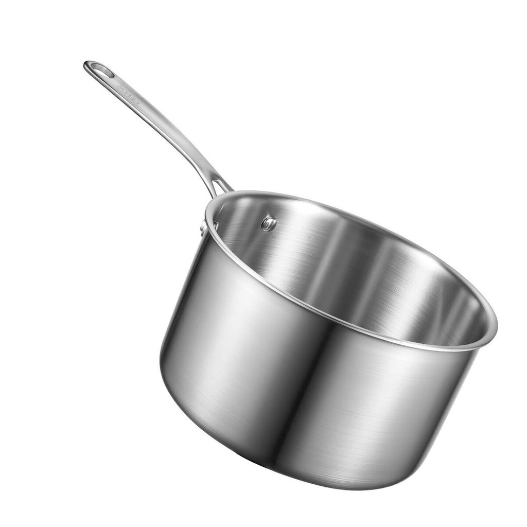 4 QT Saucepan, Stainless Steel Saucepan with Glass Lid, Multipurpose Nonstick Stainless Steel Small Cooking Sauce Pot with Ergonomic Handle, Friendly