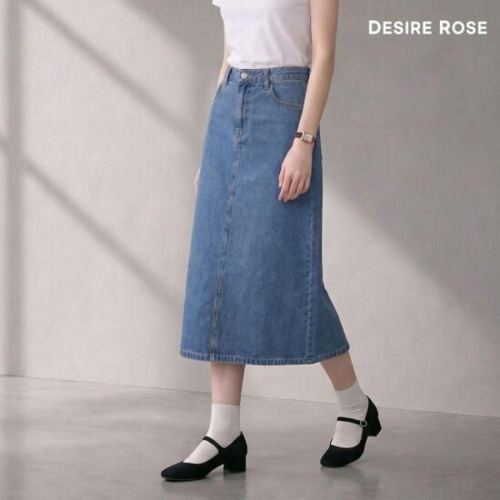 Desire Rose Women Summer H Line Slit Denim Skirt 4 Colors
