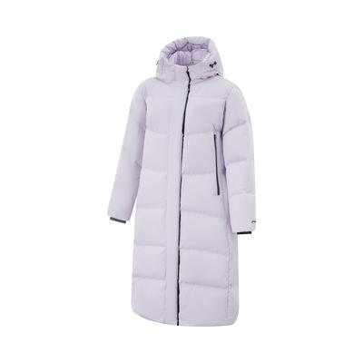 Li Ning Hot Pot Down Series Water-Resistant Hooded Casual Versatile Letter Dopamine Long Winter Down Jacket Women Outerwear Sea-Salt-Purple AYMU242-3