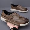 Shoes Men's Summer New Men's One-pedal Hollow Board Shoes Texture Online Casual Leather Shoes Soft Sole Breathable Men's Shoes