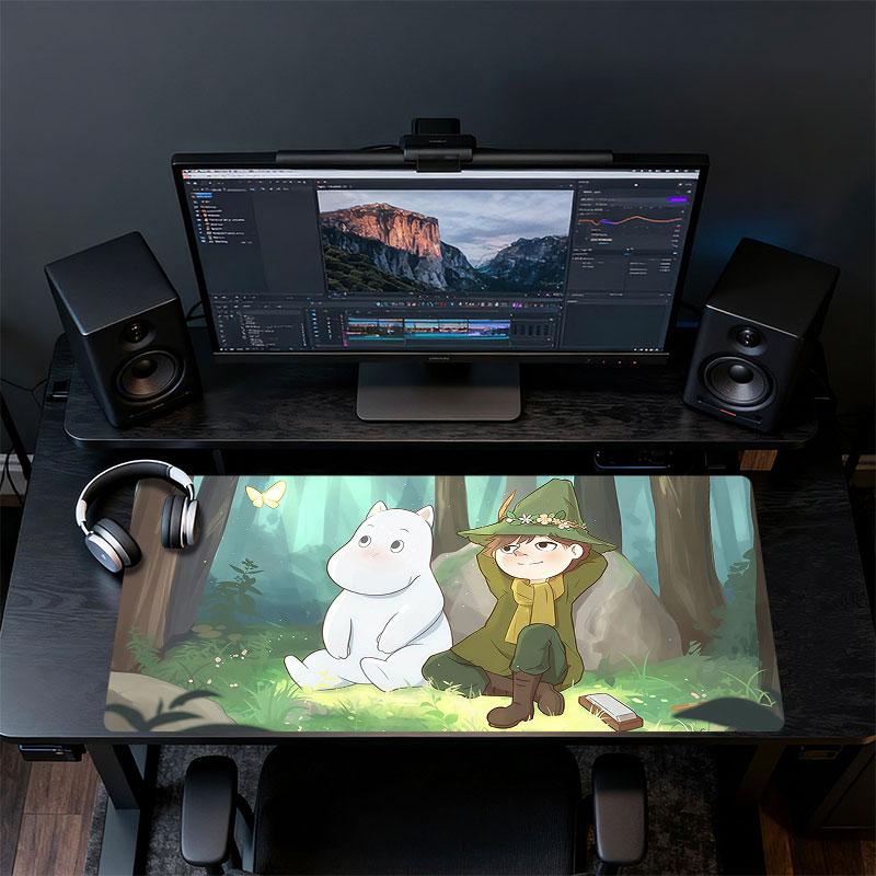 Snufkin Art Mouse Pad, Large Gaming Desk Mat, Non-slip XXL Mousepad for Laptop & Tablet, Mini PC Playmat with Stitched Edges