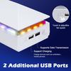 White Upper Cooling Fan Base Game Cooler Stand Bracket with RGB Atmosphere Colorful Lighting LED for PS5 Console with Dust Cover