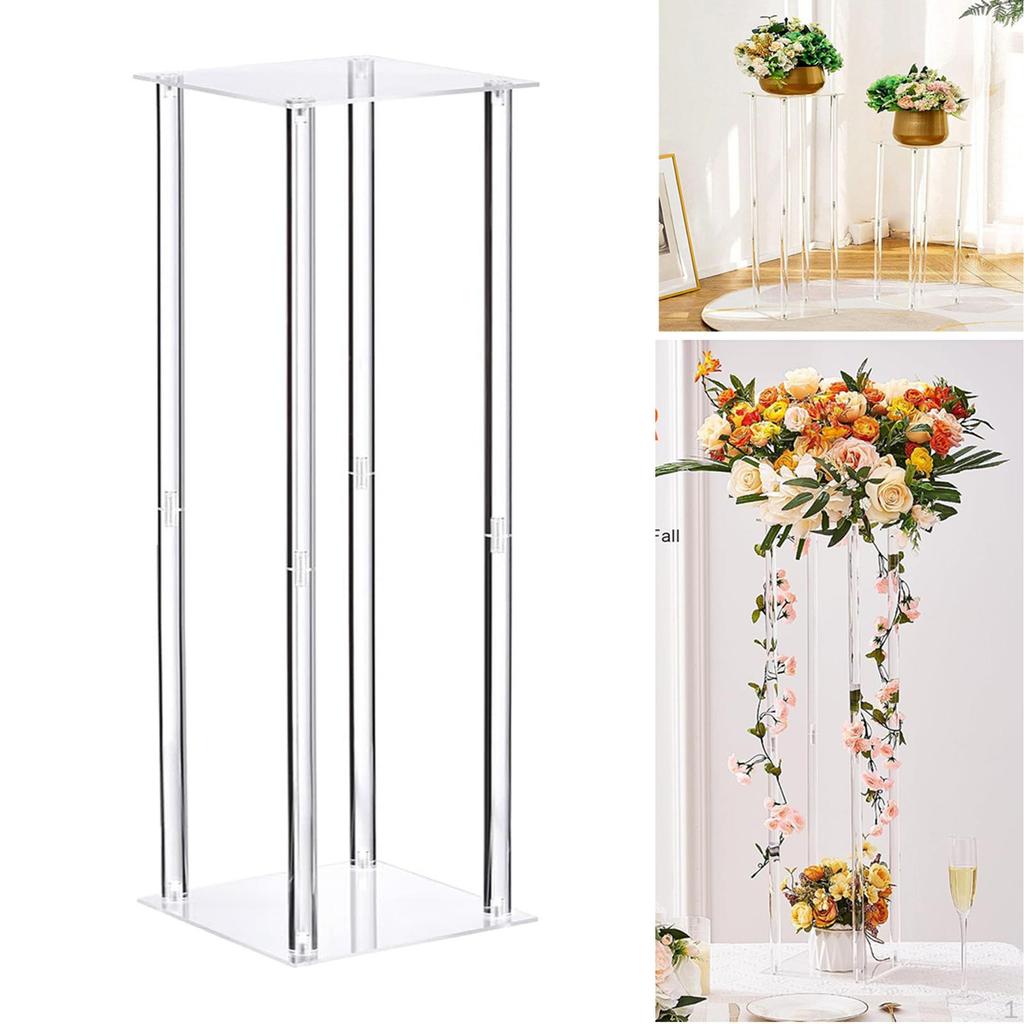 Acrylic Flower Stand Pillar Column Geometric Transparent Pedestal Tall Vase for Home