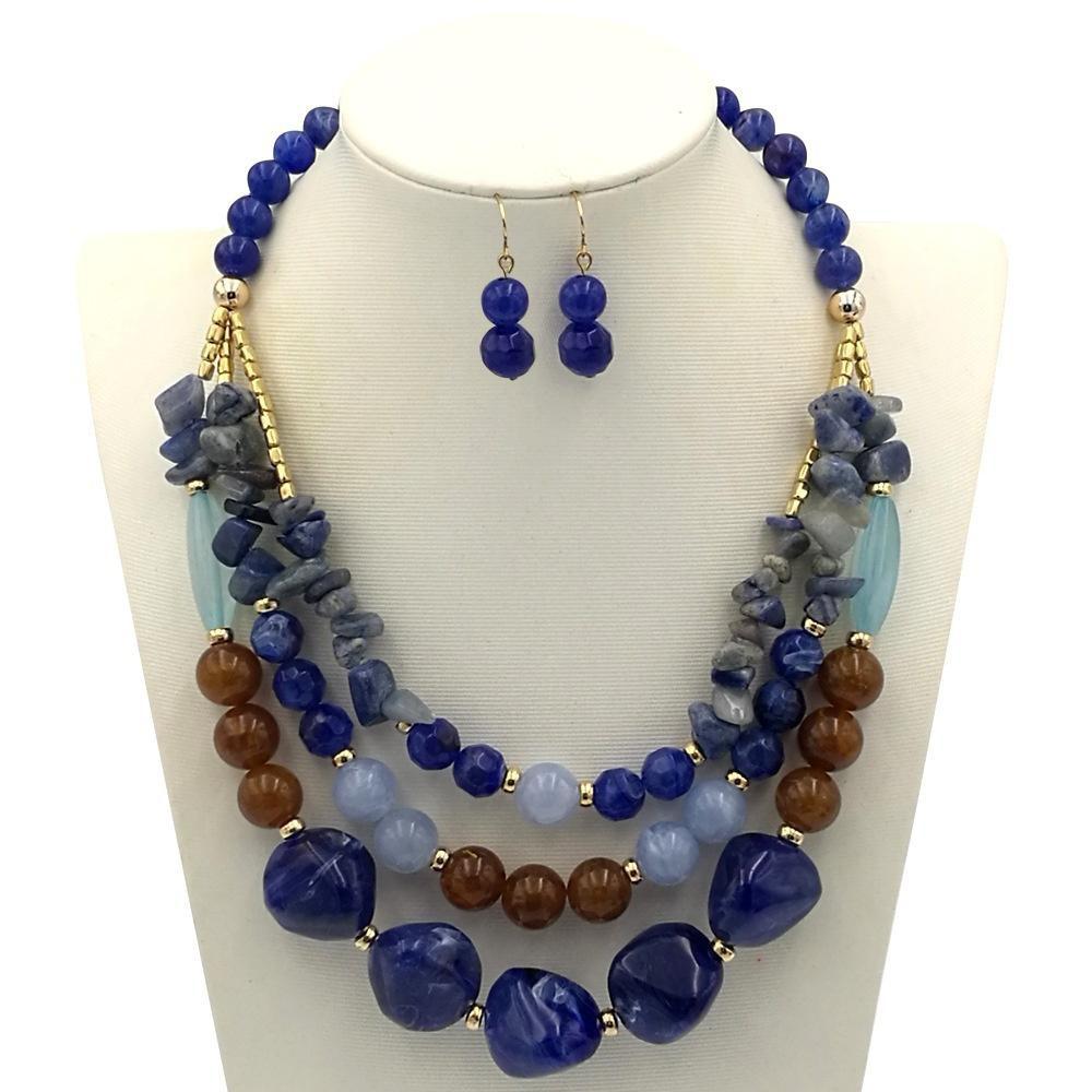 Women Chunky Colorful Collar Necklace Earrings Irregular Acrylic Stone Jewelry Accessories