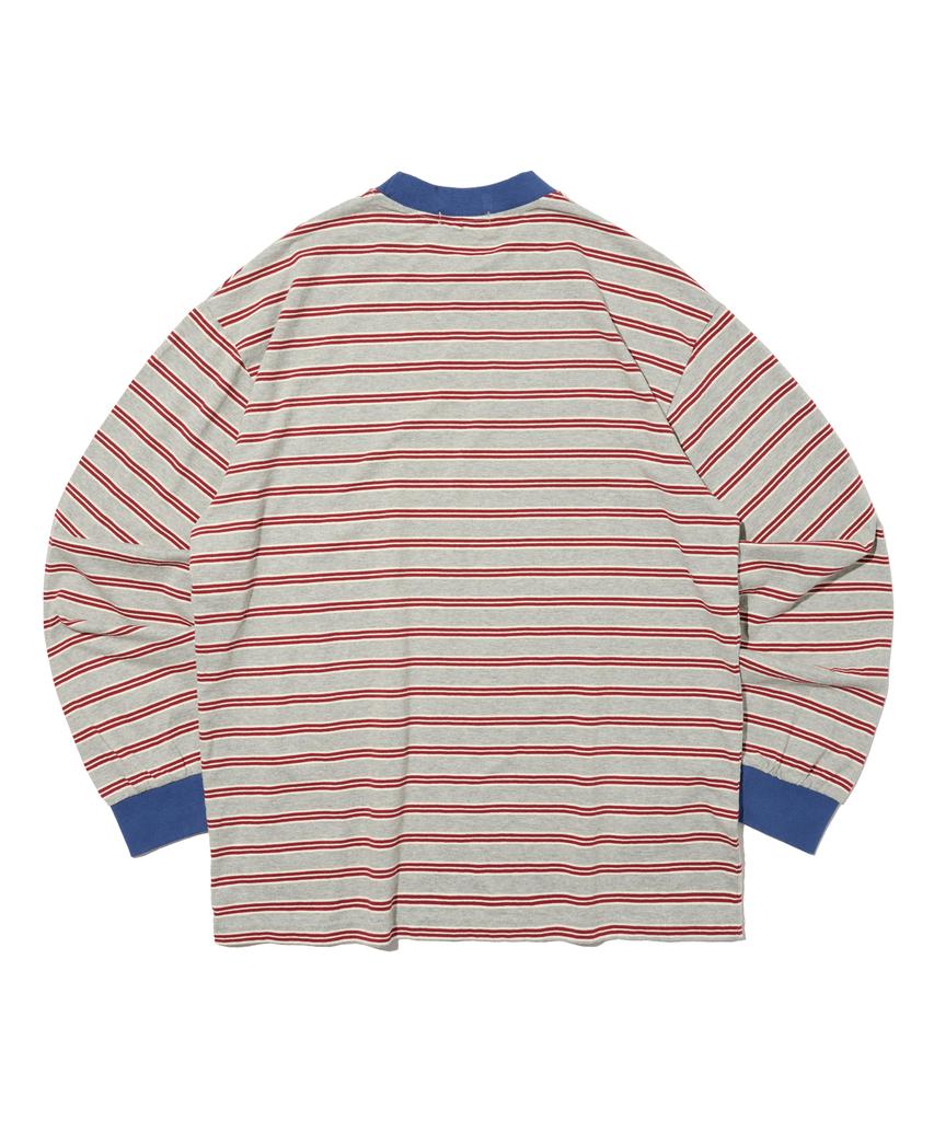 TAILOR STUDIO Striped Marine Cotton Long Sleeve (Grey/Red)