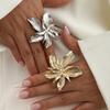 Zink Zinklegierung Metall Blume Ring Verstellbar Unregelmäßig Geometrisch Blütenblatt Ring Gold Groß Blumenring Party