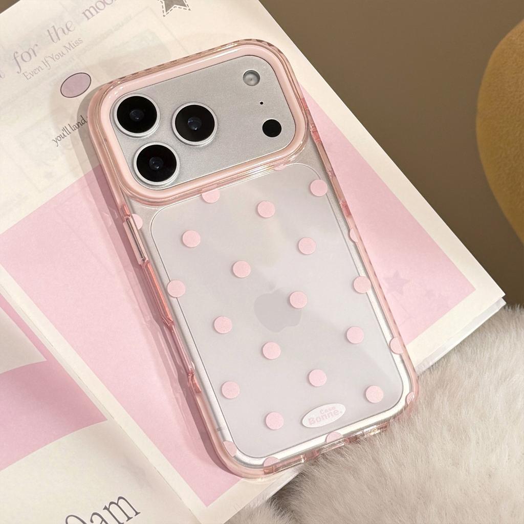 Solid Color Polka Dot IPhone17 Apple 16promax Mobile Phone Case Suitable for 14 Simple Japanese and Korean Style 13 Transparent 15 Soft Ke