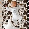3 Piece Patchwork Crib Bedding Set, Neutral Cow Cactus Print Baby Bedding, Barnyard Western Nursery Decor, Standard Size Soft Baby Bed Set Includes