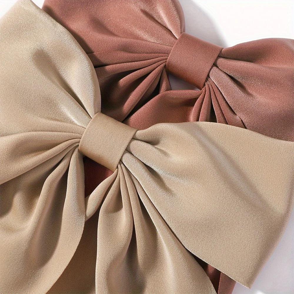 1pc Satin Large Bow Hair Clip, Securely Fastened Without Slipping, Suitable for Daily Commuting, Dating, and Photography
