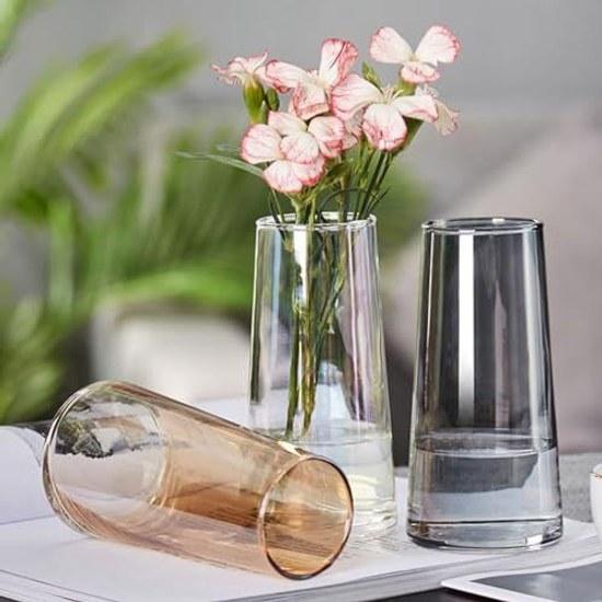 Vase Glass Stylish Single Stem Simple Flower Container Transparent Base Decorative Home Decor Height 15CM