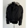 American Style Men's Winter Fur Collar Cotton Jacket - Deconstructed Design Trendy Outerwear