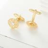 A pair of Copper sleeve studs, simple diamond studded men's and women's cufflinks, retro gold art dot diamond pattern design, accessories