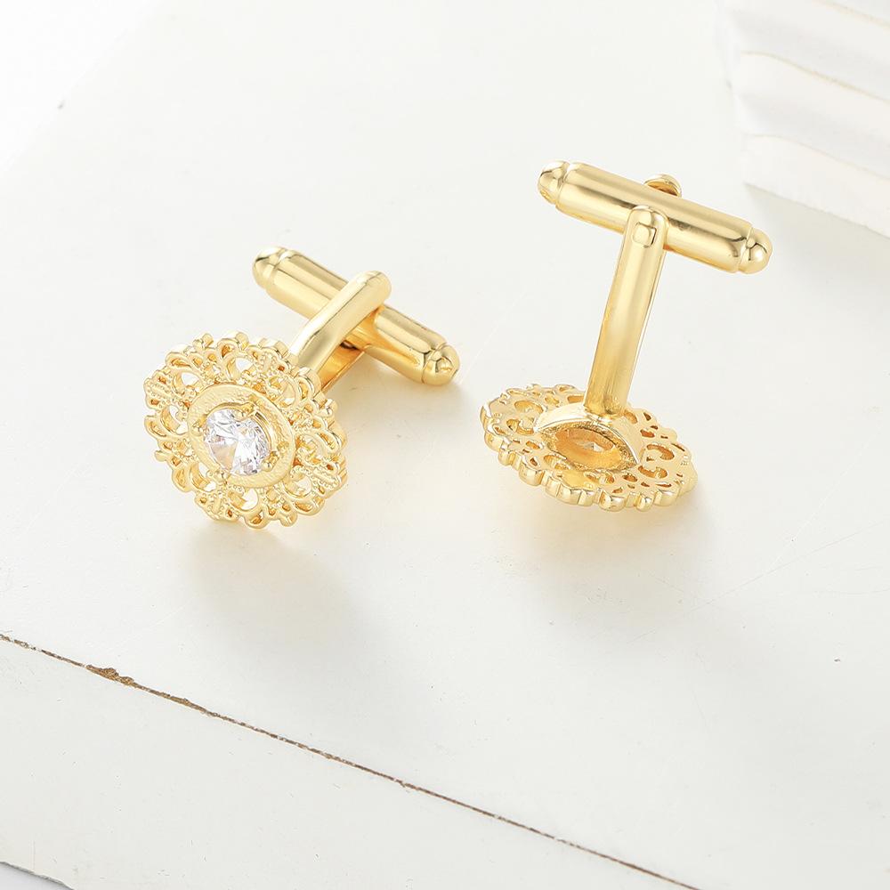 A pair of Copper sleeve studs, simple diamond studded men's and women's cufflinks, retro gold art dot diamond pattern design, accessories