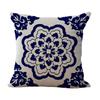 Retro Blue and White Porcelain Pillowcase Geometric Printed Cotton and Linen Sofa Pillowcase Bathroom Sofa Decorative Pillowcase