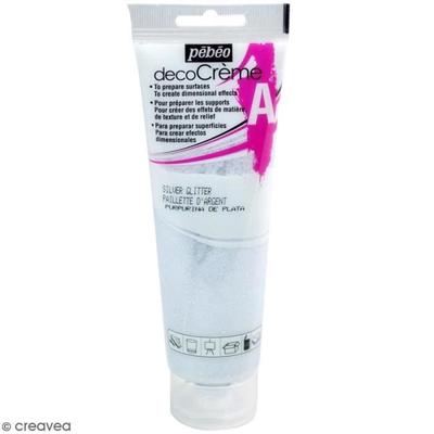 Auxiliary - PEBEO - DecoCrème - 120 Ml - Silver Glitter - Sparkling Effect