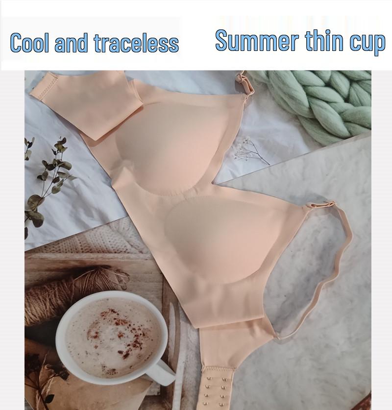 Seamless Wireless Push-Up Bra for Large Busts - Comfortable, Breathable, Lightweight with 4 Hooks