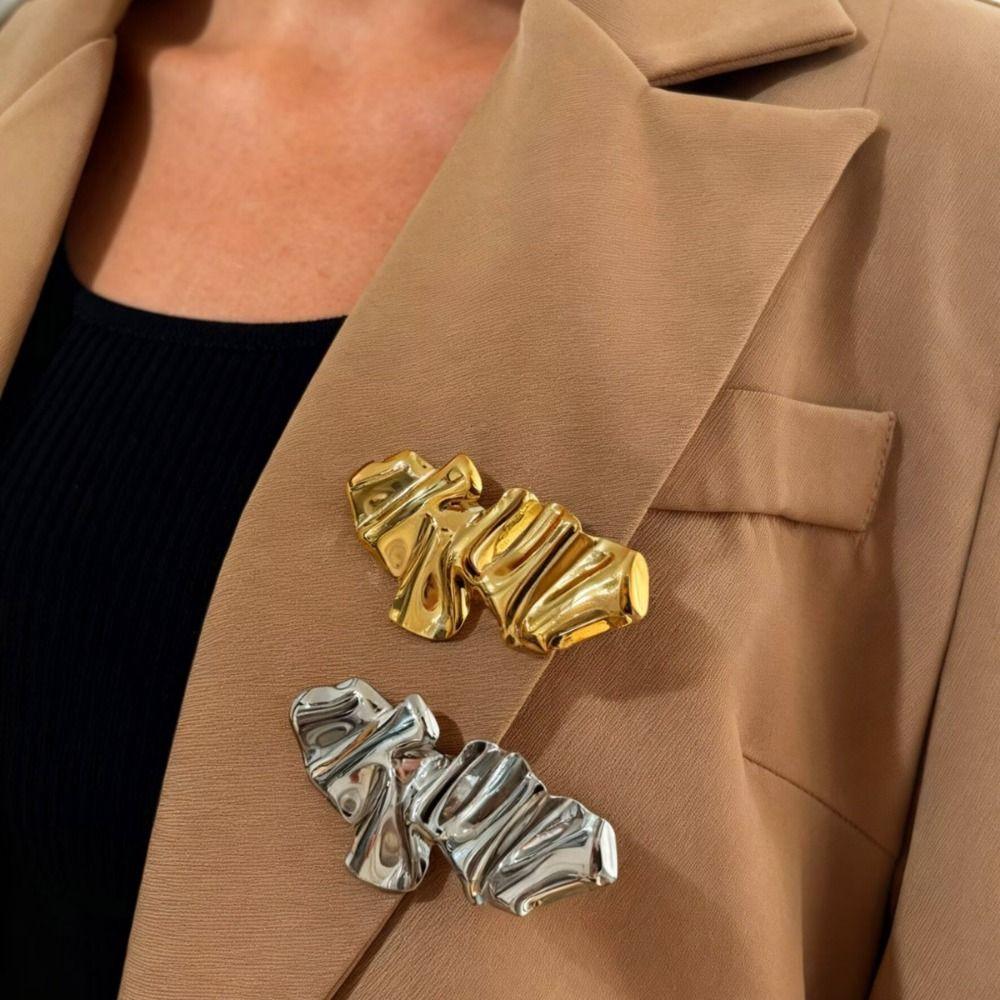 Broches Irregulares Abstractos Metal Chapado en Oro Broches Geométricos Impermeables Color Plata Pines de Solapa Decoración para Ropa