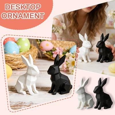 Geometrická velikonoční zajíček socha, tištěná 3D, moderní minimalistická figurka zajíčka pro domácí dekoraci