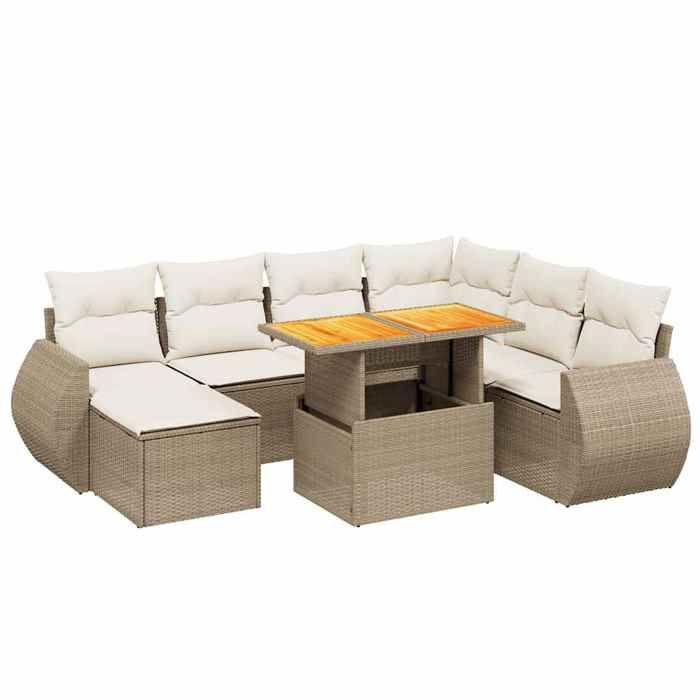 VidaXL Garden Lounge Set with Cushions 8 Pcs, Patio Sofas, Patio Furniture Set, Outdoor Furniture, Beige 3275830