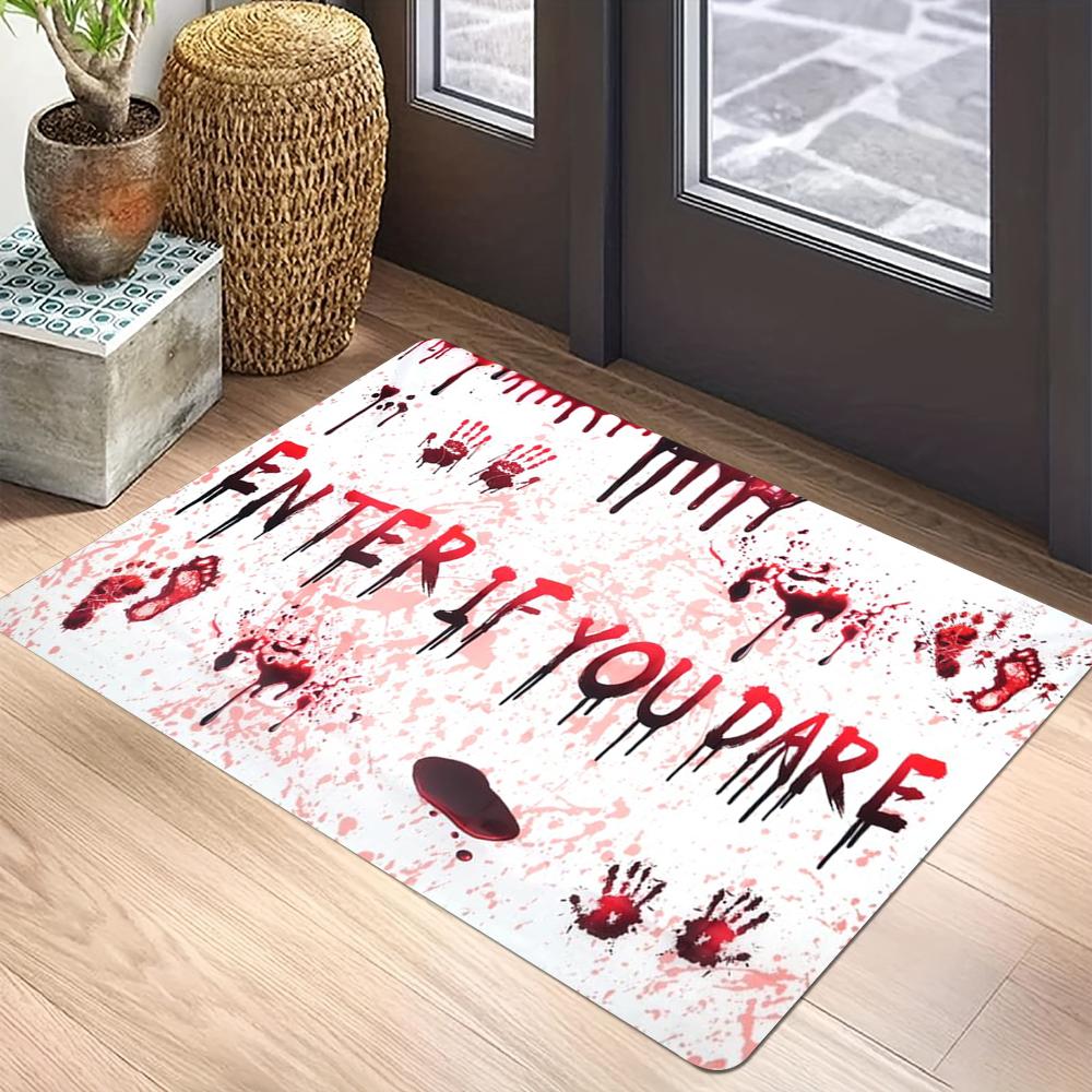 Halloween Backdrop Horror Night Moon Forest Cemetery Skeleton Scary Bloody Mat 3D Illusion Entrance Doormat Carpets