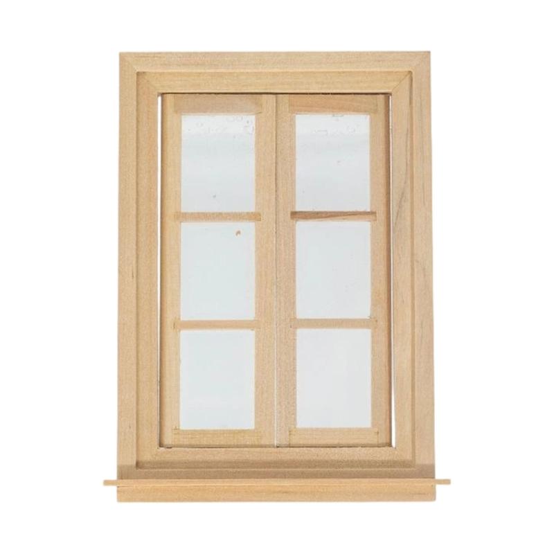 Natural Wood Hands-on Dollhouses Accessories Unpainted Door Window For Crafting And Model Making