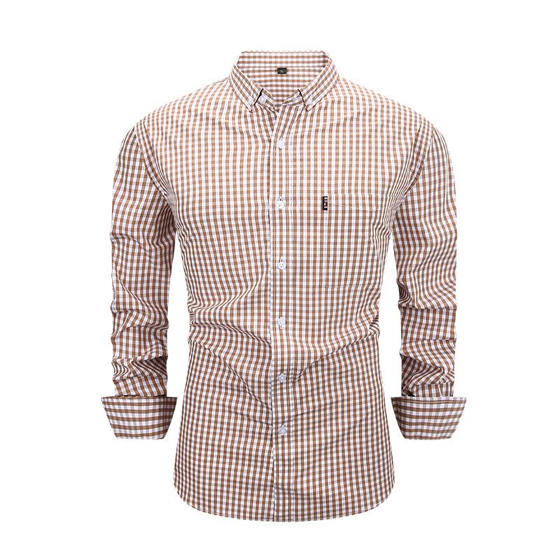 Men's Cross-Border Autumn/Winter Plaid Cotton Long-Sleeve Casual Business Shirt