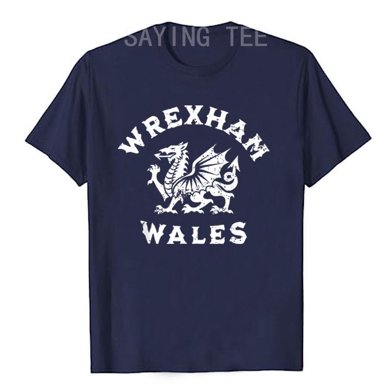 Wrexham Wales Welsh Dragon Flag Vintage T-Shirt Humor Funny Graphic Tee Short Sleeve Blouses Wrexham Wales Cymru Novelty Gifts
