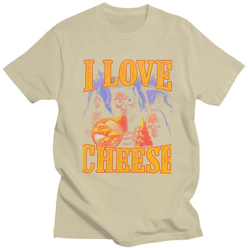 I Love Cheese Grim Reaper T Shirt Unisex Short Sleeves Fashion Casual Clothing Streetwear Summer Loose Fit 100 Cotton Tee Tops