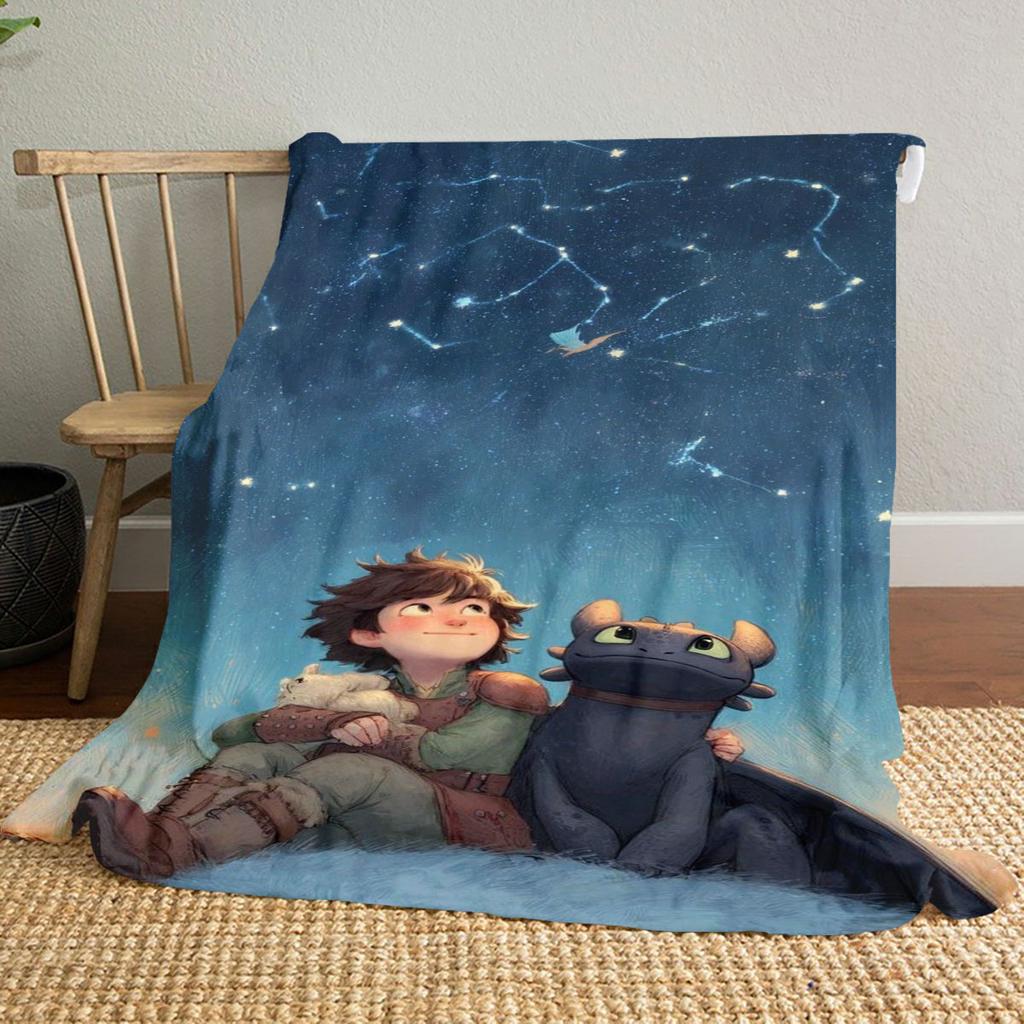 High-quality How to Train Your Dragon Toothless themed printed blanket. Soft and comfortable, a perfect gift for  friends.
