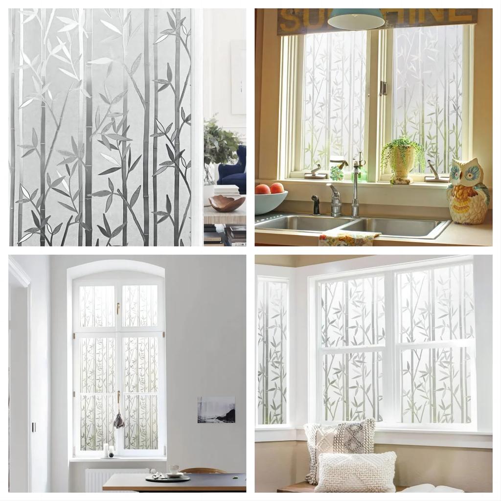 Window Privacy Film Frosted Glass Window Film Static Cling UV Blocking Removable Window Clings Opaque Window Stickers for Home