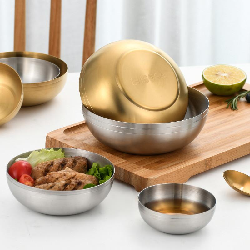 304 Edelstahl Ramen Reis Schüssel Küche Obst Salat Schalen Koreanische Metall Pickle Sauce Gericht Lebensmittel Container Haushalt Geschirr