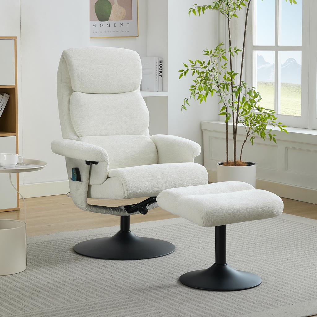 Modern Style Gray Microfiber Fabric Recliner Lounge Chair with Big Tall Metal Frame Massage Function for Home Office Bedroom
