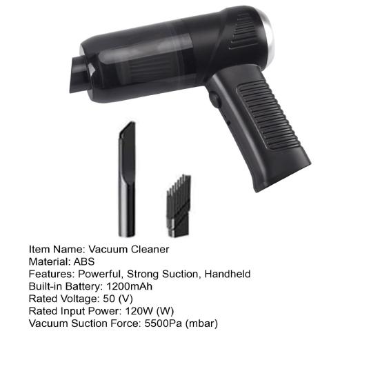 1 Set Car Vacuum Cleaner with 2 Nozzle Portable Handheld 1200mAh 5500Pa Mini Cordless Electric Vacuum Cleaner Home Supplies