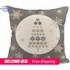 Pillow Cover Gray Modern Retro Snowflake Christmas Tree Square Linen Home Decoration Cushion Cover Outdoor40X40 45X45Cm