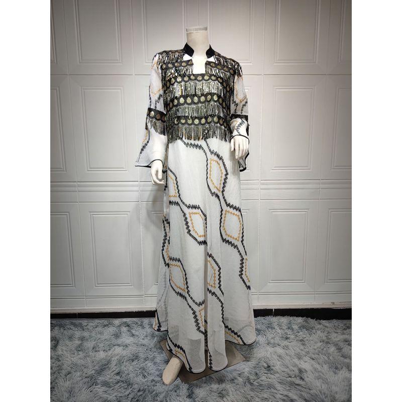 

Платье с пайетками в ближневосточном стиле, Дубайское индонезийское вечернее платье White S