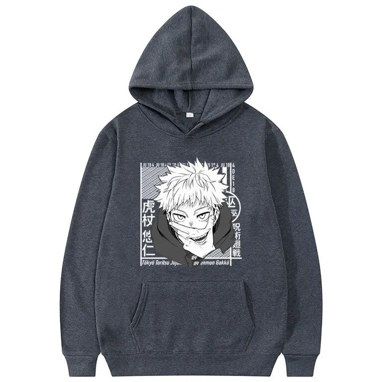 Japan Unisexga Style Jujutsu Kaisen Hoodie Itadori Yuji Pattern Print Hoodies Unisex Casual Fashion Hooded Women Harajuku Sweatshirt