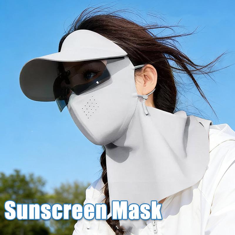 Full Face Sunscreen Mask Face Gini Women UV Protection Summer Ice Silk Cycling Sun Hat Mask Neck Protection Cooling Breathable