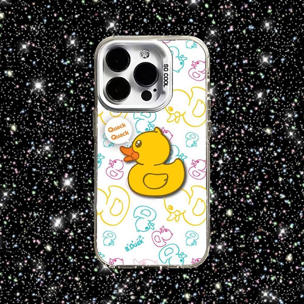 Yellow Duck Cute Phone Case For iPhone 16,15,14,13,12,11,Pro,XS,Max,Plus,Mini,SE White Candy Matte Shockproof Cover