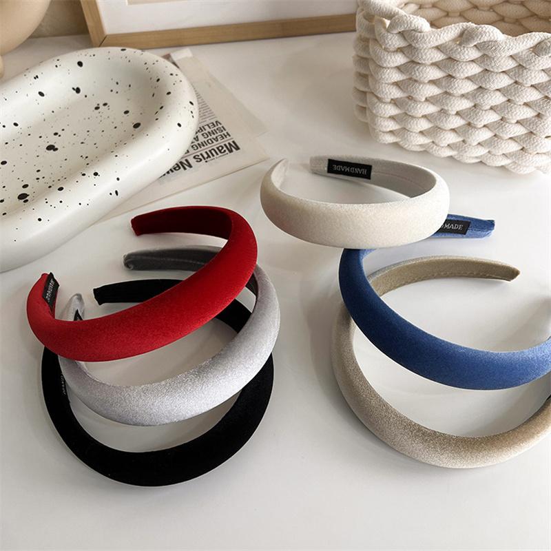 Chic Autumn Winter Soft Flannel Cloth Sponge Padded Headbands for Women Girls Daily Casual Shopping Headdress Simple Head Hoop