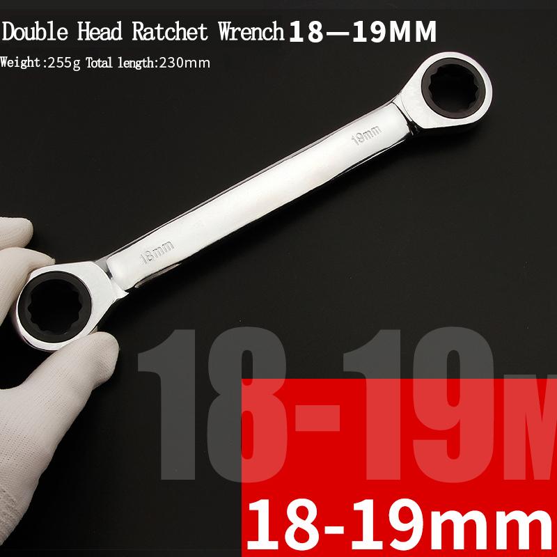 Chrome Vanadium Ring Double Head Ratchet Wrench Reversible 8-9-10-12-13-14-15-16-17-18-19mm Ratchet Combination Spanner Set