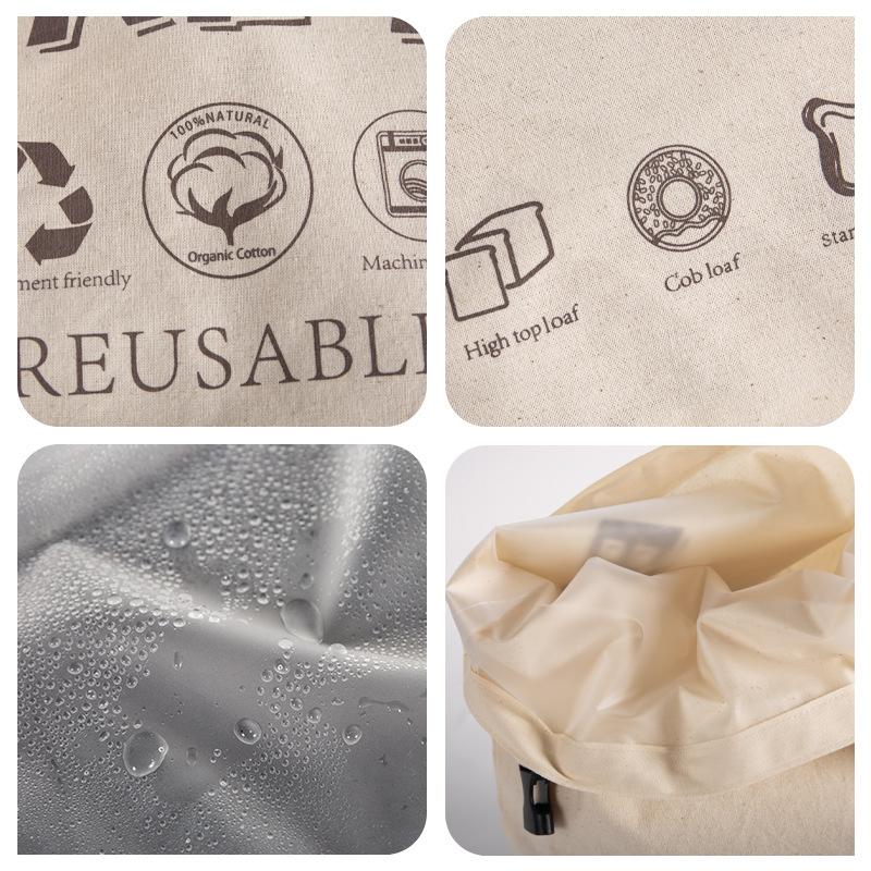 1PC Bread Bag Pure Cotton Eco-Friendly TPU Lined with Secure Buckle & Carry Handle