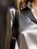 Women's Leopard Print Patchwork Satin Blouse - Slimming Long Sleeve Round Neck for Spring/Autumn