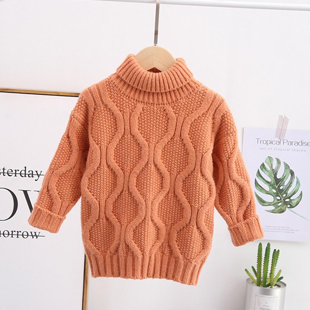 

Однотонный теплый пуловер для маленьких мальчиков и девочек, зимний вязаный свитер, верхняя одежда 130 оранжевый