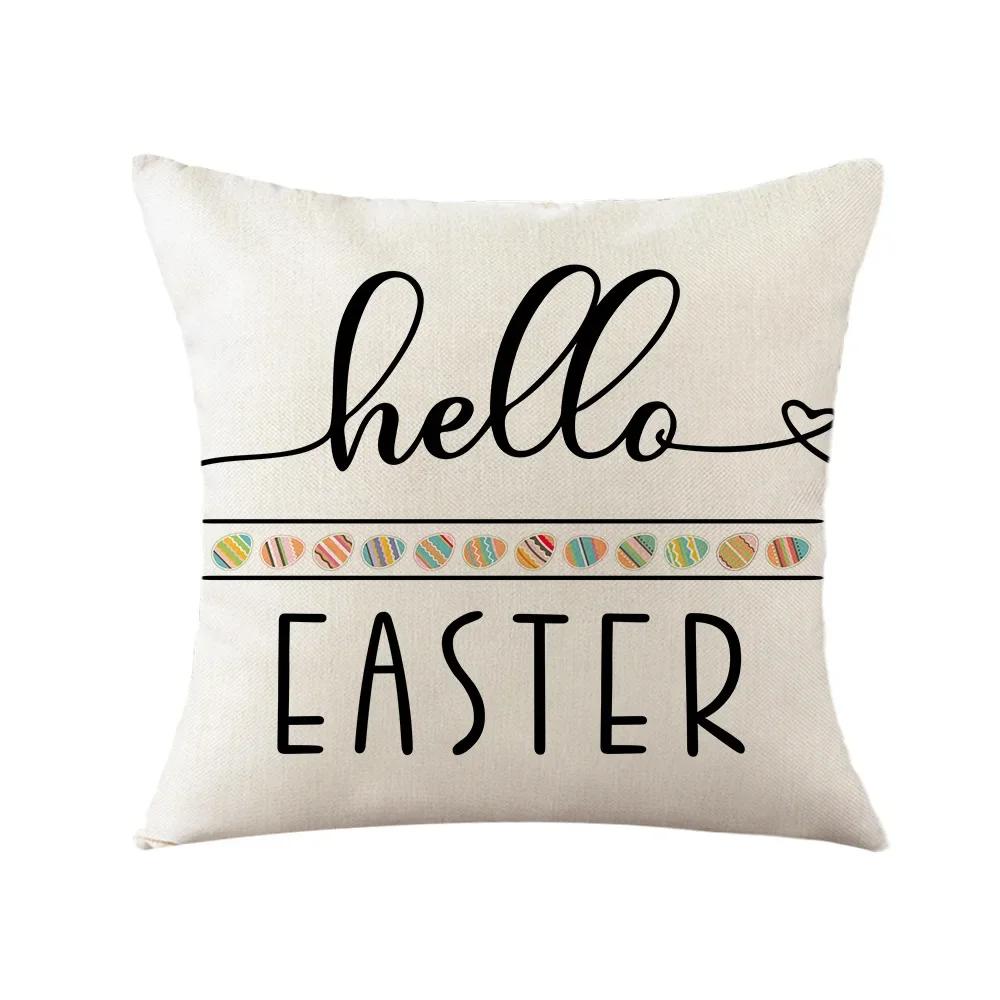 Easter Decor Pillowcases 45x45cm Linen Pillow Cover Easter Decorations Favors Pillows Cushion Cover Easter Bunny Eggs Pillowcase