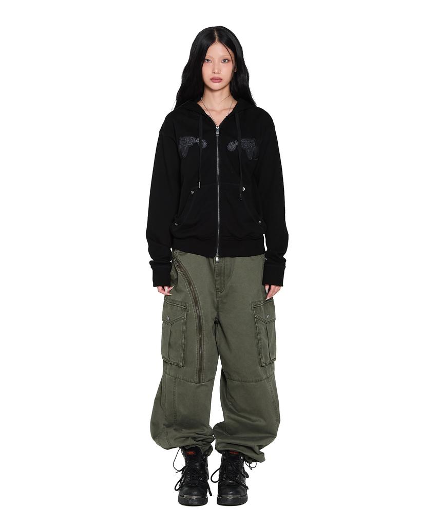 AAKAM Oblique Zippered Cargo Pants (Khaki)