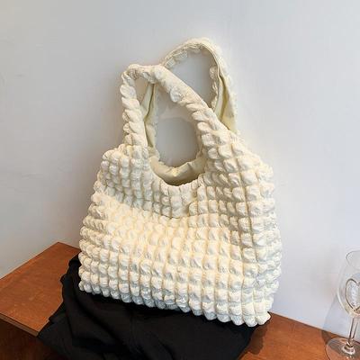 Summer Pleated Cloud Candy Color Shoulder Bag Large Capacity Shopping Girls Pouch Tote Bag