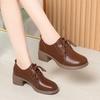 Soft leather soft sole, spring and autumn deep mouth lace-up single shoes work shoes women's black women's leather shoes